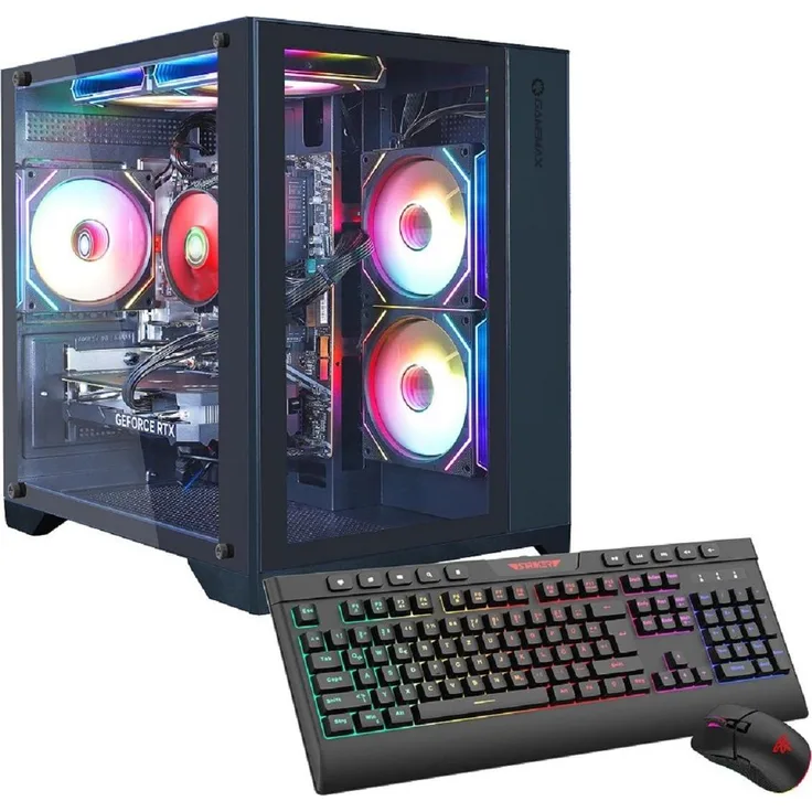 Hyrican GAMEMAX Infinity Mini BK 7787, Desktop-PC mit Ryzen 7 5700X, 32GB RAM, 1TB SSD und GeForce RTX 5060 Ti, Schwarz