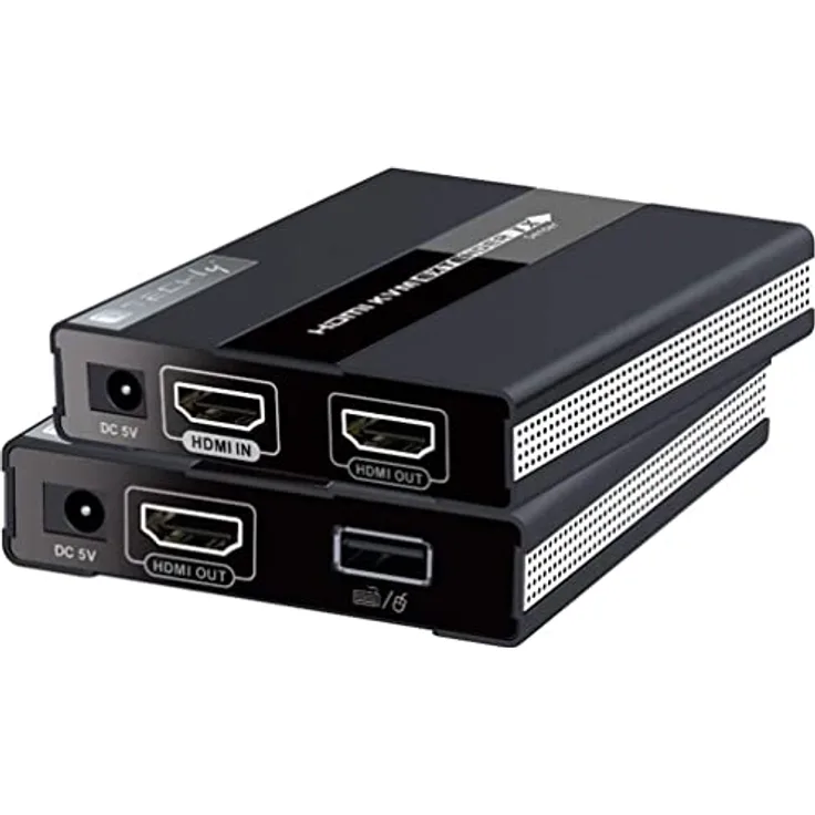 EFB Elektronik HDMI-KVM Extender over CAT5, KVM Switch für 1080p bei 60Hz, bis 60 Meter Reichweite, Schwarz-Silber