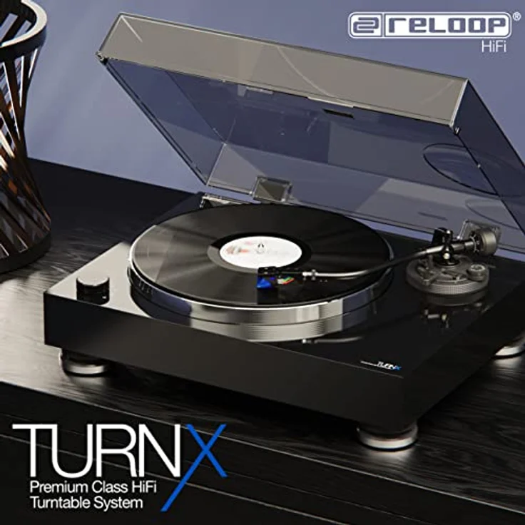 Reloop Turn X - Premium HiFi-Plattenspieler inkl. Ortofon 2M Blue Tonabnehmer, Super High Torque-Direktantrieb, präzise Rotationssteuerung, 3 Geschwindigkeiten, CNC-gefräster Aluminium-Druckgussteller – Bild 2