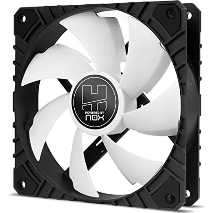 NOX HUMMER H-FAN PRO -NXHUMMERHFANPROWN- Lüfter für 120-mm-PC-Gehäuse, PMW-Funktion, 7 Klingen, Hydrauliklager, Optimiertes leises Design, Gummi-Stützecken, Weiß Pmw