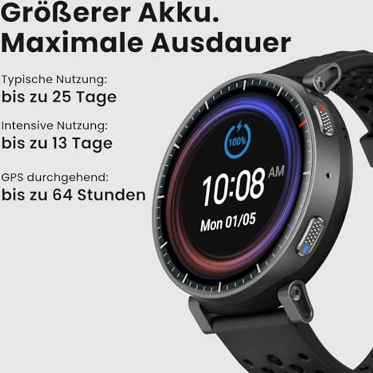 Amazfit Active Max Smartwatch, 1,5" AMOLED-Display, 25 Tage Akku, GPS, NFC, 4GB Speicher, 170+ Sportmodi, 5 ATM Wasserschutz, Herzfrequenz- und Schlaftracking für Android & iPhone – Bild 3