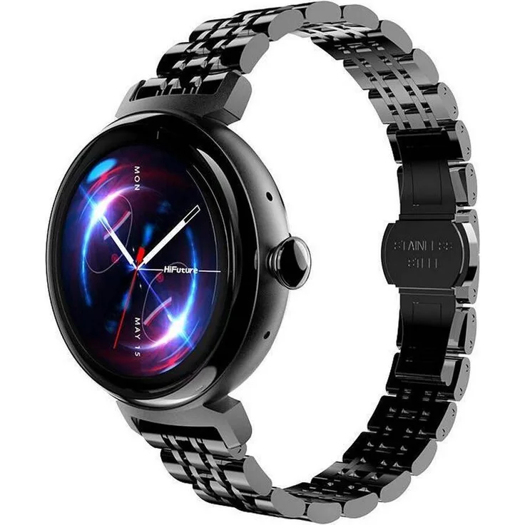 HiFuture SmartWatch Future Aura (black), Smartwatch mit AMOLED-Display und IP68 Wasserfestigkeit