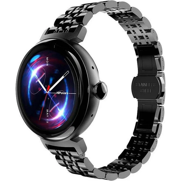 HiFuture SmartWatch Future Aura (black), Smartwatch mit AMOLED-Display und IP68 Wasserfestigkeit