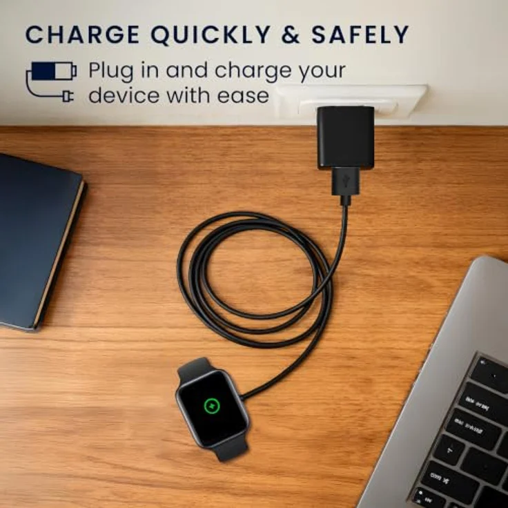 kwmobile Smartwatch Ladekabel für Oppo Watch 1 (46mm), 100 cm USB Aufladekabel in Schwarz, ideal als Ersatz- und Reiseladekabel – Bild 3