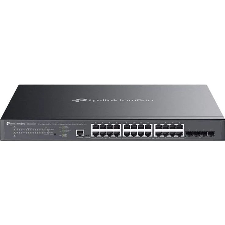 TP-Link SG3428XMPP NEW OMADA 24-PORT GIGABIT AND 4-PORT 10GE SFP L2 (24 Ports), Netzwerk Switch, Schwarz - 4X10G SFP+ + 16XPOE+ + 8XPOE++ – Bild 1
