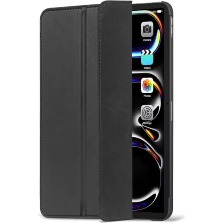 Decoded Schutzhülle für iPad Pro 13 Zoll (2024, M4), Silikon Smart Folio Cover mit Auto Wake/Sleep, Trifold Stand, Schwarz