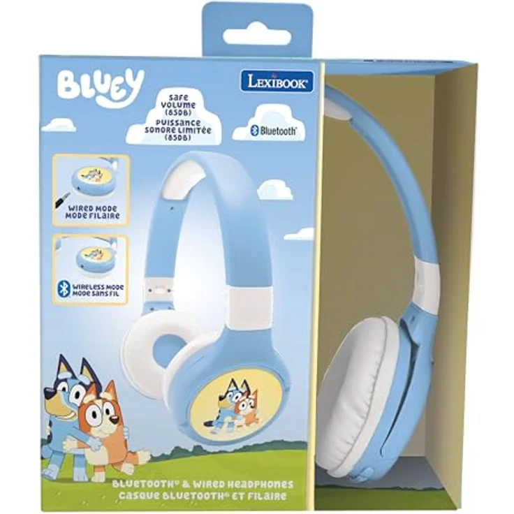 Lexibook HPBT010BY, 2-in-1 Bluetooth und Wired Komfort Kopfhörer mit Safe Volume Limited und Bluey Design, faltbar und verstellbar – Bild 5