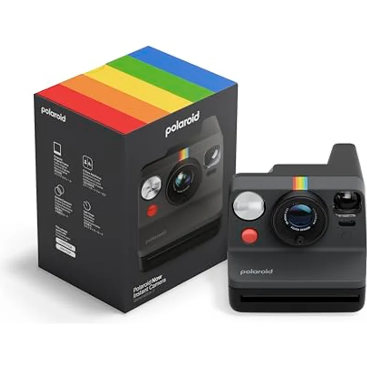 Polaroid Now Generation 3 Sofortbildkamera Schwarz, optimiert für schärfere Bilder, verbesserte Autofokus- und Belichtungsmesserposition, Doppelbelichtungsmodus