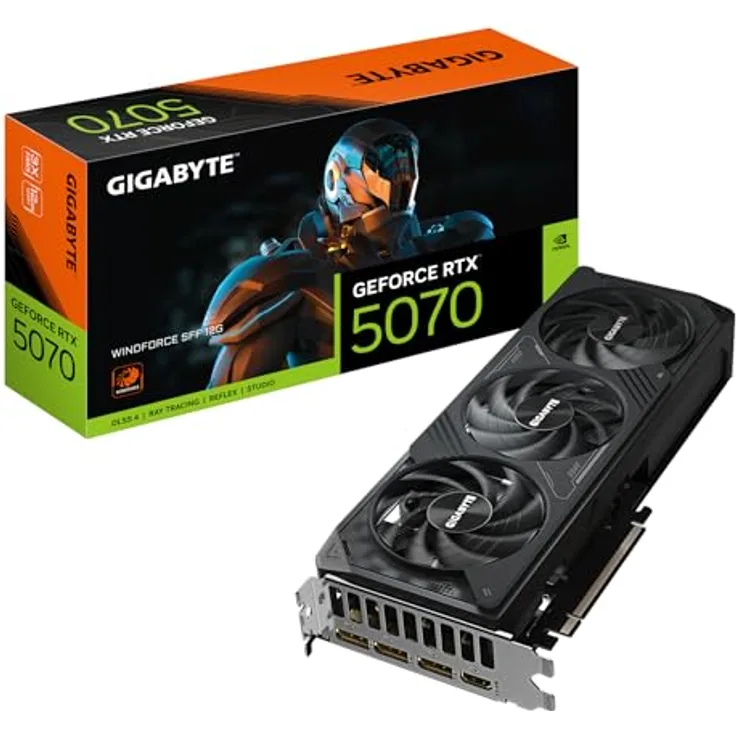 Gigabyte GeForce RTX 5070 WINDFORCE SFF 12G Grafikkarte – 12 GB GDDR7, 192-Bit, DLSS 4, GV-N5070WF3-12GD