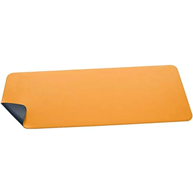 SIGEL SA601 Schreibtischunterlage - rollbar - wasserdicht - rutschfest - hochwertiges Lederimitat - gelb, grau - doppelseitig - 80 x 30 cm – Bild 2