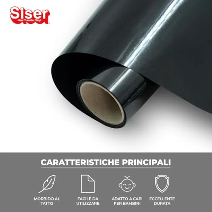 Siser Transferfolie, PVC-freie Folie für Cad-Cut Anwendungen, Schnittbreite 30 cm, Schwarz, hohe Waschbeständigkeit – Bild 2