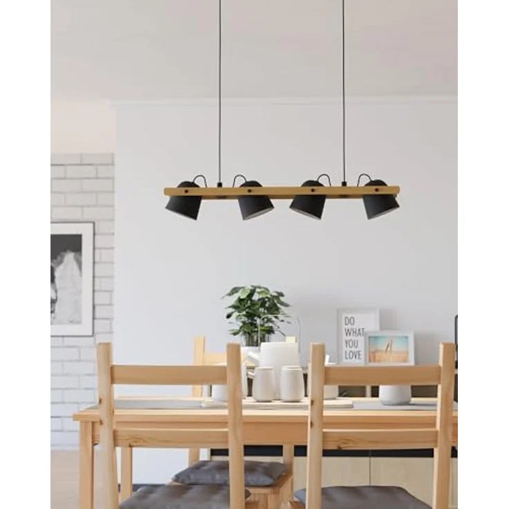 Eglo Hornwood-Z LED-Pendelleuchte, RGB/CCT, 79,3 cm x 20,9 cm, Schwarz-Braun, smarte Deckenbeleuchtung mit App-Steuerung – Bild 2