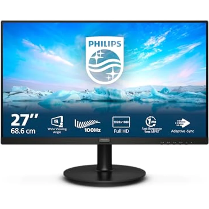 Philips 271V8LAB - 27 Zoll Full HD Monitor, Flicker Free, Adaptive Bild Synchronisation, Schwarz – Bild 2