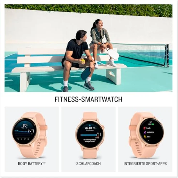 Garmin vívoactive 6 (42mm) - Fitness-Smartwatch, 1,2"-AMOLED-Touchdisplay, bis zu 11 Tage Akkulaufzeit, 80+ Sport-Apps, Trainingsoptionen, Gesundheitsfunktionen, Smart Notifications, Pay - Elegante 42mm Smartwatch in vier trendigen Farben – Bild 2