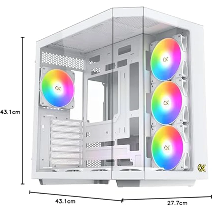 Xigmatek CUBI II Arctic, EATX PC-Gehäuse mit 3 Glas-Panels, weiß – Bild 2
