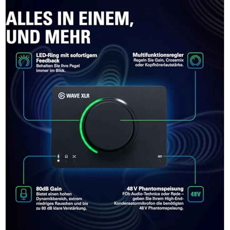 Elgato Wave XLR MK.2, USB Audio Interface und DSP Mixer für XLR Mikrofone, 80dB Gain, Onboard Effekte, LED Feedback, Touch Mute, kompatibel mit Stream Deck, PC & Mac – Bild 4