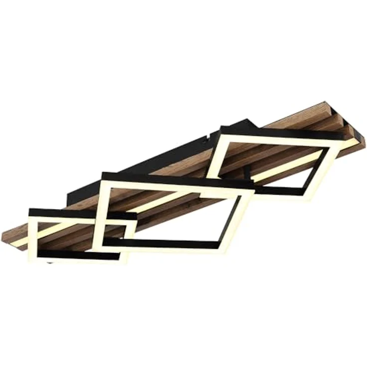 GLOBO Deckenleuchte Holzlampe LED, smarte Deckenbeleuchtung mit 3 Stufen, schwarz matt, L 61 cm, inkl. 3300 Lumen und Memoryfunktion – Bild 1