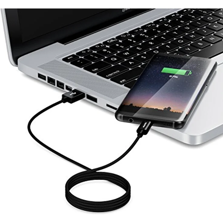 deleyCON 0,5m USB-C Kabel - Ladekabel Datenkabel - Nylon + Metallstecker - Kompatibel mit Apple Samsung Google Huawei Xiaomi - Schwarz – Bild 4