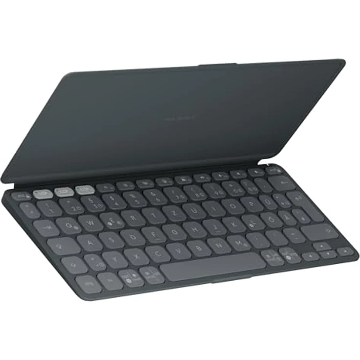 Logitech Keys-to-Go 2, mobile Bluetooth-Tastatur für Tablets mit integriertem Schutzcover, kabellose Tastatur für Windows, Android, Linux, iPad, iPhone, Mac, Apple TV, DEU QWERTZ - Grau – Bild 1