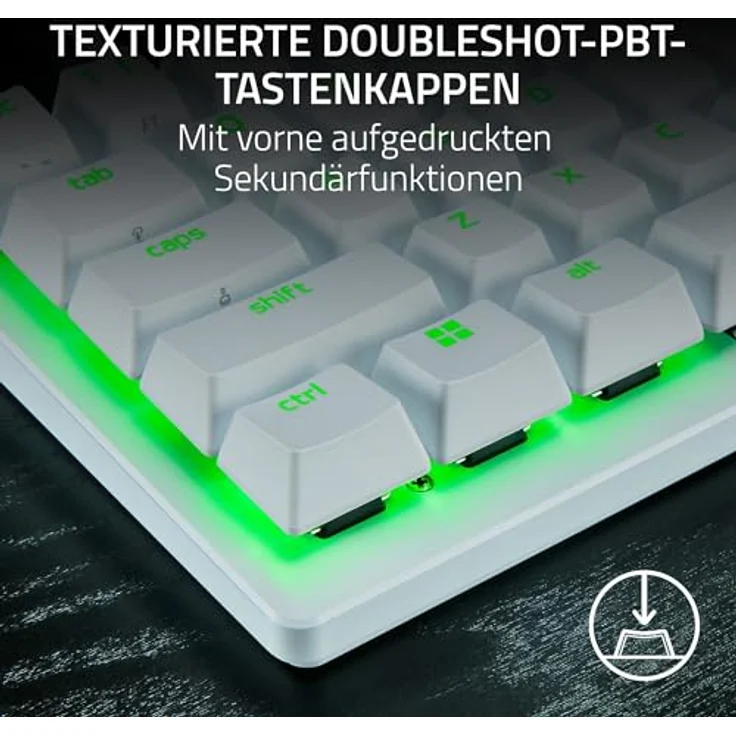 RAZER Huntsman V3 Pro Mini, Gaming Tastatur, 60% kompakt, Opto-Mechanical mit Razer Analog Optical Switches, kabelgebunden, farbe: Weiß – Bild 8