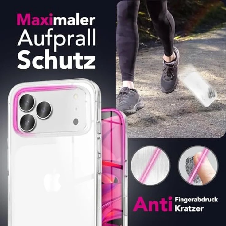 NALIA 360Guard Hülle für Apple iPhone 17 Pro Max, 360° Rundumschutz, Ultra klare Full-Body Handyhülle, kratzfeste PC-Rückseite & gehärtete Displayfolie, transparent & anti-gelb, wireless-fähig – Bild 2