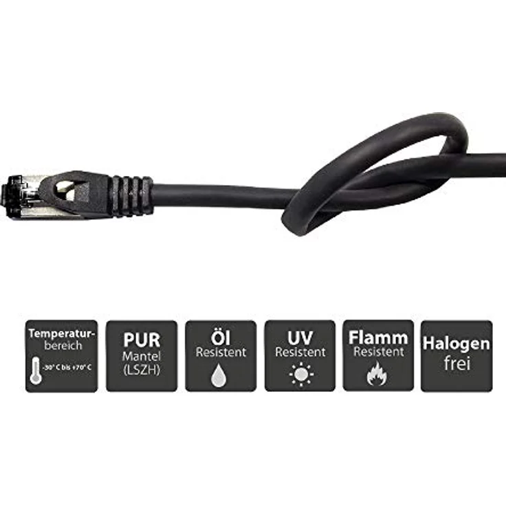 Good Connections® SmartFLEX Cat.6A INDUSTRIE (PUR) - 5 m - Hochflexibles 10-GIGABIT - KUPFERLEITER / CU - Öl- und UV-beständig, schleppkettentauglich - S/FTP, PiMF - halogenfrei (LSZH) - SCHWARZ – Bild 5
