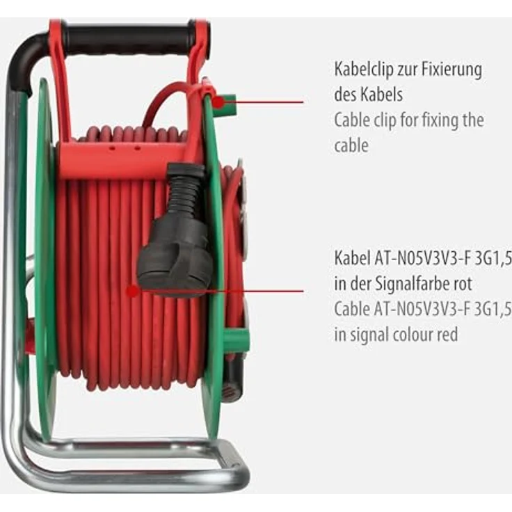 Brennenstuhl Garant G IP44 Gartenkabeltrommel (Kabeltrommel für Rasenmäher mit 38+2m Kabel in rot, Spezialkunststoff, kurzfristiger Einsatz im Außenbereich, Made in Germany) – Bild 4