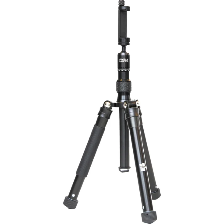 Pixel Maker T3, Tragbares Stativ und Monopod mit 360° Ballkopf und integriertem Spirit-Level, für Smartphones von 5,6 - 9,4 cm Breite, kompakt und leicht