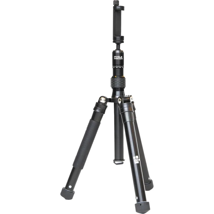 Pixel Maker T3, Tragbares Stativ und Monopod mit 360° Ballkopf und integriertem Spirit-Level, für Smartphones von 5,6 - 9,4 cm Breite, kompakt und leicht