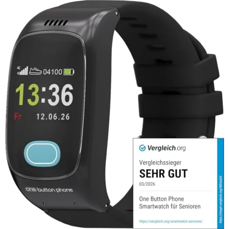 one button phone Senioren Smartwatch Notrufuhr mit SOS-Taste, automatischer Sturzerkennung und GPS-Ortung, Modell 2024 – Bild 2
