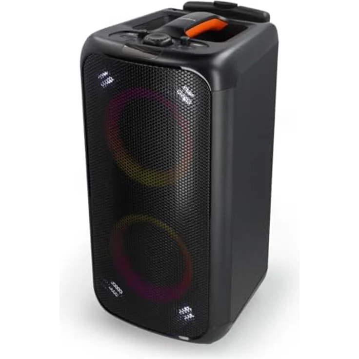 Nedis Bluetooth-Party-Lautsprecher - Tragbarer Bluetooth-Party-Trolley mit Partylicht, 5 Std Batteriespielzeit - Orange/Schwarz – Bild 1