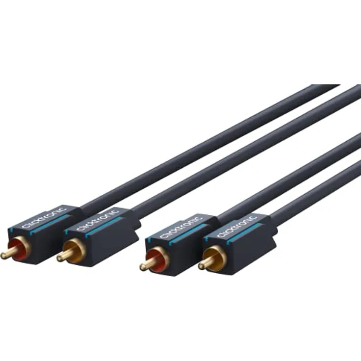 Clicktronic Casual Premium Stereo Audiokabel, 10m, Kupferleiter, doppelt geschirmt, 24-Karat vergoldete Kontakte, ideal für HiFi-Anlagen und Lautsprecher