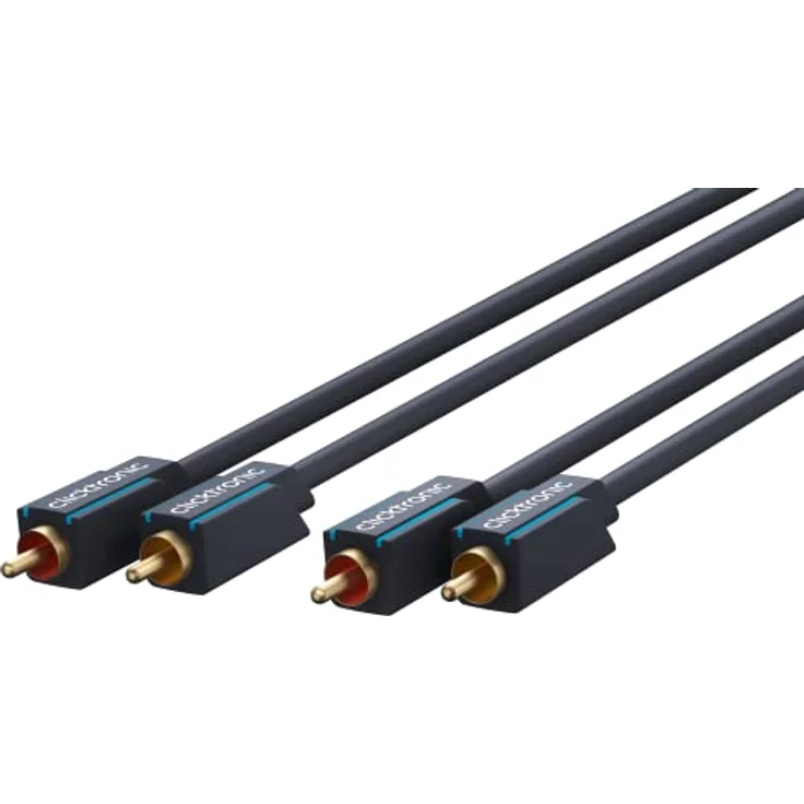 Clicktronic Casual Premium Stereo Audiokabel, 10m, Kupferleiter, doppelt geschirmt, 24-Karat vergoldete Kontakte, ideal für HiFi-Anlagen und Lautsprecher – Bild 1