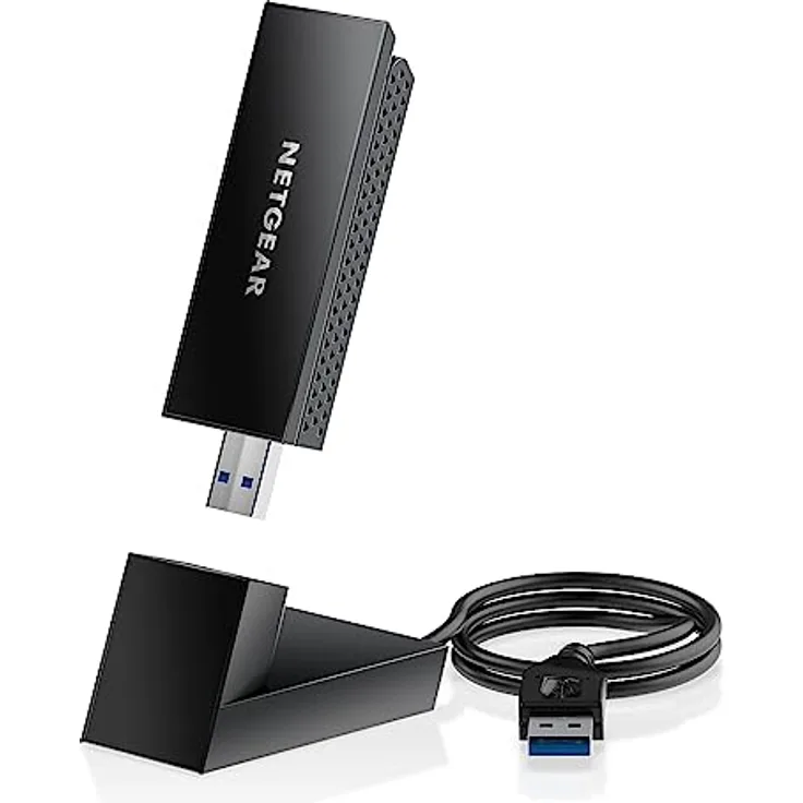 NETGEAR Nighthawk USB 3.0 Adapter | Tri-Band Wireless Gigabit Speed (bis zu 3 Gbit/s) | neues 6 GHz Band | für Windows PC