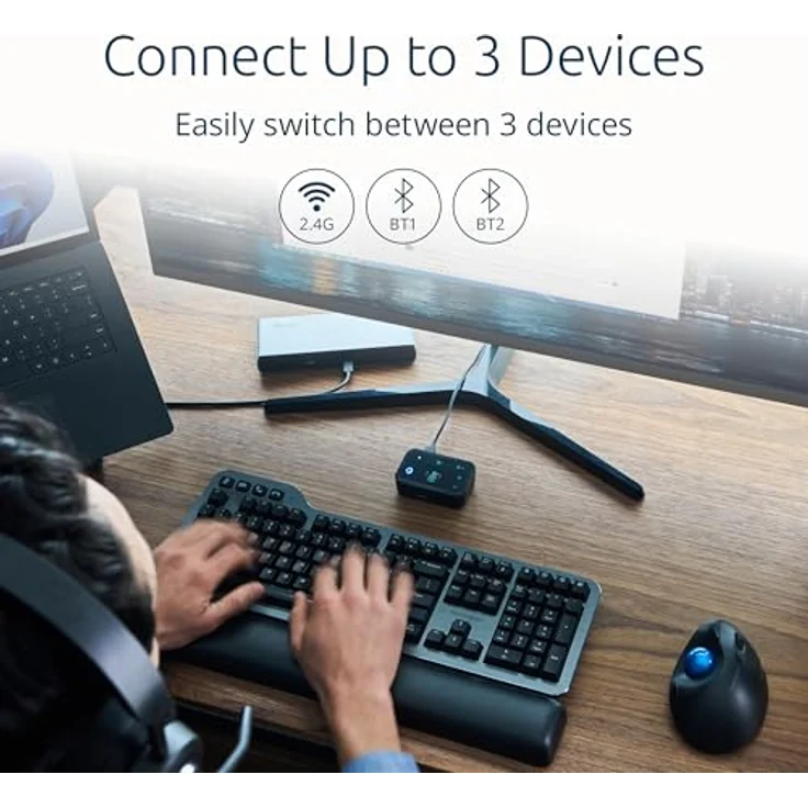 Kensington TRACKBALL PRO FIT ERGO TB450 (Kabellos), Maus, Blau, Schwarz – Bild 3