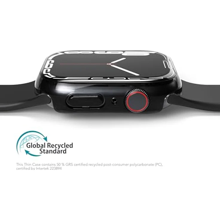 VONMÄHLEN Thin Case - Schutzhülle für Apple Watch Serie 8 + 9, 45mm, Transparent, Rundumschutz mit Anti-Gilb-Schutz für originalen Look – Bild 2