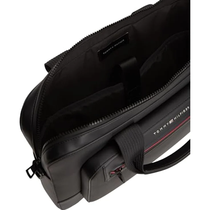 Tommy Hilfiger TH Foundation Aktentasche, 38.5 cm mit Laptopfach, schwarz, 100% Polyurethan – Bild 5