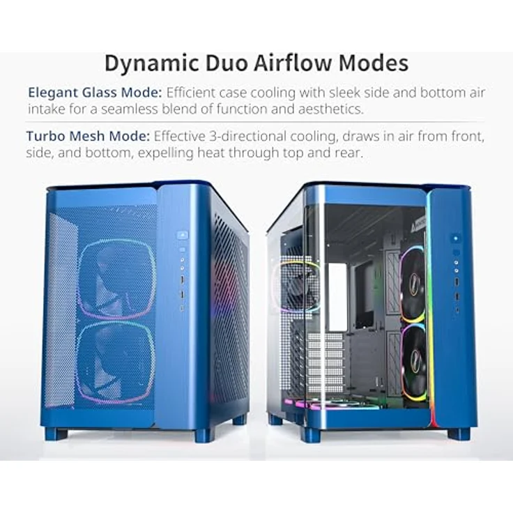 Montech KING 95 Midi-Tower, Tempered Glass, ARGB - Berliner Blau (mATX, ATX, Mini ITX), PC Gehäuse, Blau – Bild 4