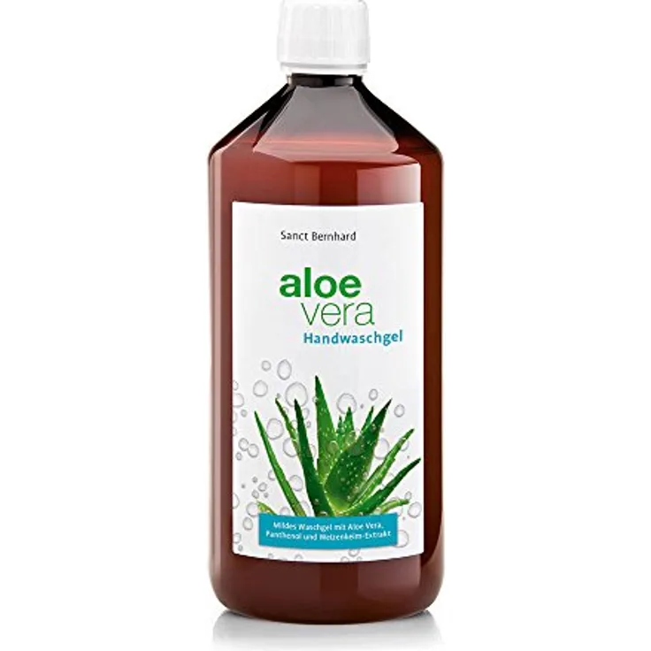 Kräuterhaus Sanct Bernhard Aloe Vera Handwaschgel 1 Liter, mit 30% Aloe Vera, Panthenol und Weizenkeim-Extrakt, für beanspruchte Hände geeignet