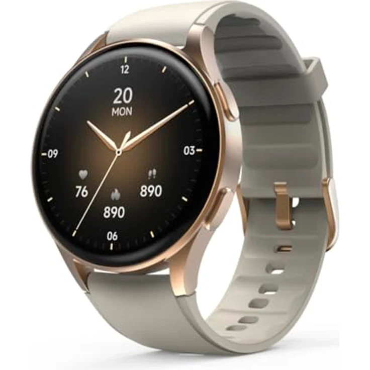 Hama Smartwatch 8900, GPS, AMOLED 1.32 Zoll, Telefonfunktion, Alexa, rund, Gold – Bild 1