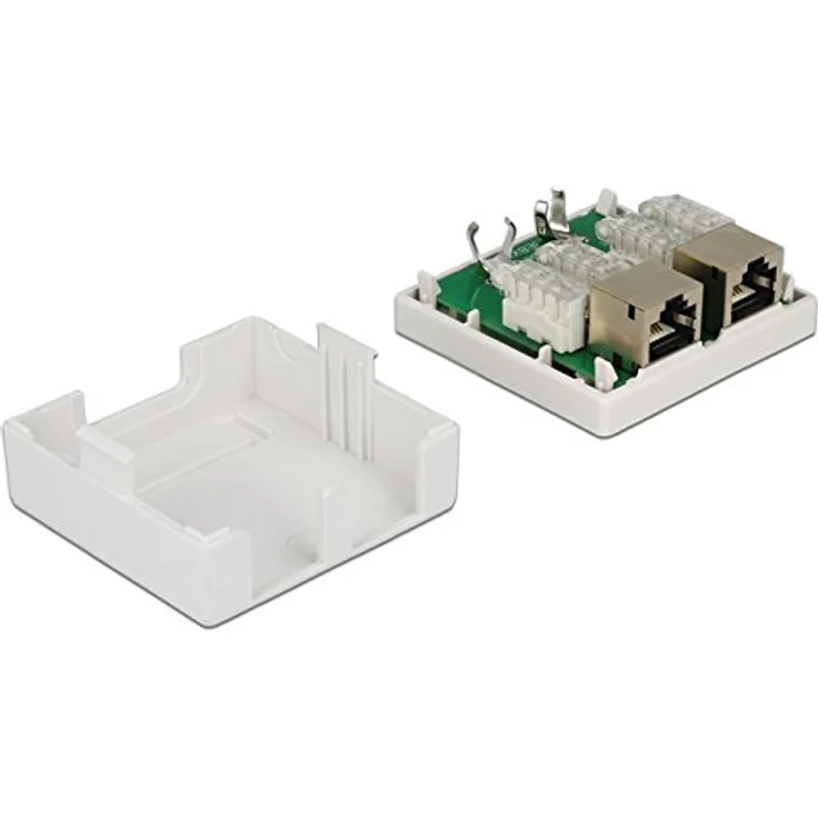 Delock 86269 Netzwerkdose Unterputz, CAT 6, 2 Port, mit Zentralplatte und Rahmen, weiß – Bild 3