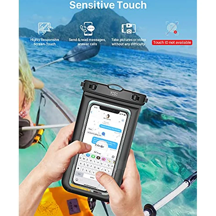 YOSH wasserdichte Handyhülle 6,8 Zoll, Unterwasser Handyhülle für Schwimmen, IPX8 Wasserfeste Handyhülle Kompatibel mit iPhone 14 13 12 11 (Schwarz) – Bild 5