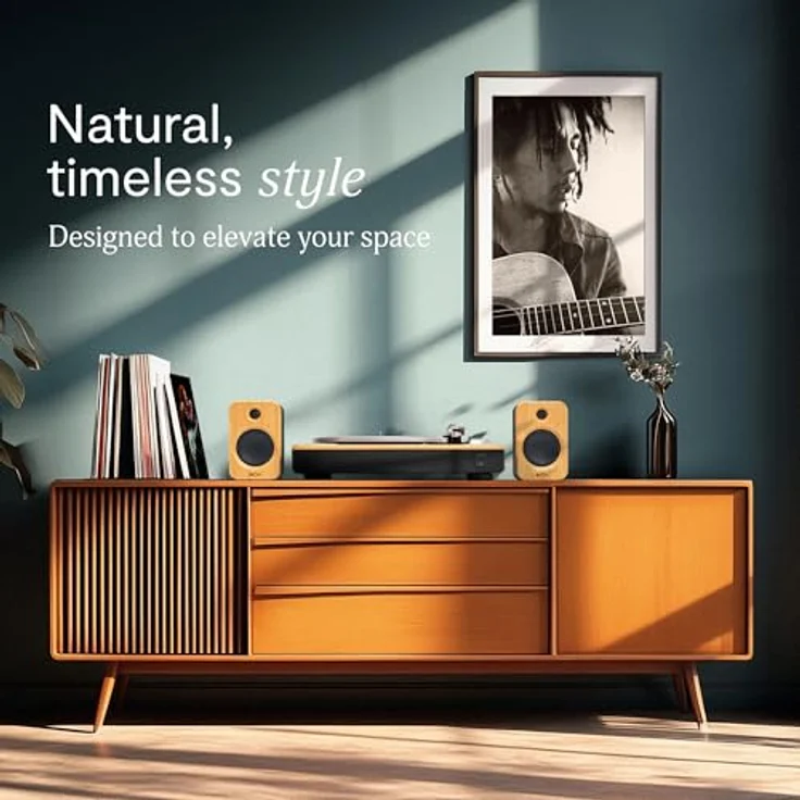 House of Marley Stir It Up Wireless 2, Bluetooth-Plattenspieler aus Bambus mit Audio-Technica Tonabnehmer, 33/45 U/min, integrierter Vorverstärker – Bild 4