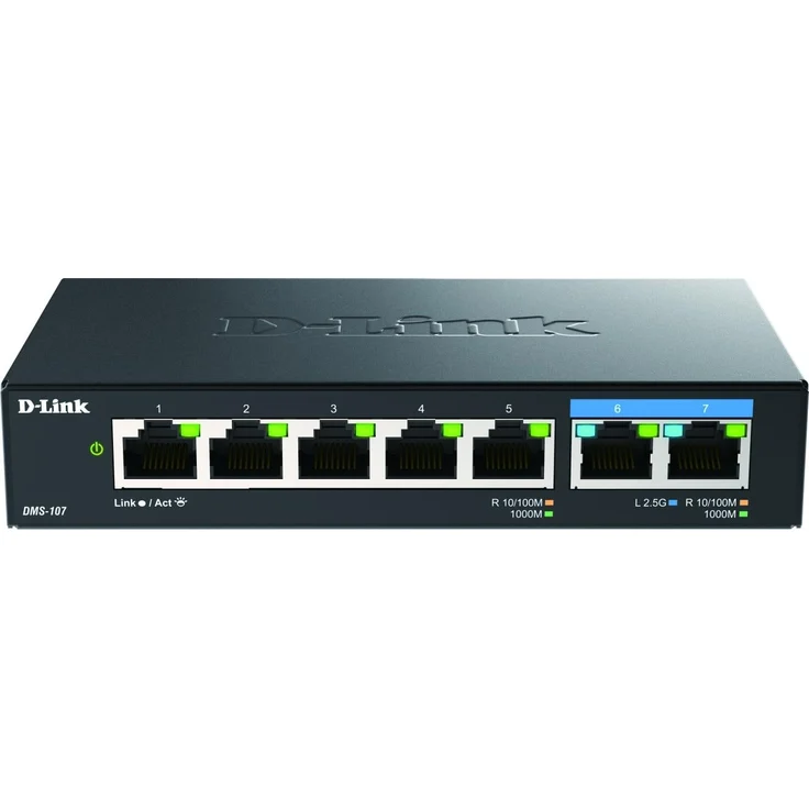 D-Link DMS-107/E Switch (7 Ports), Netzwerk Switch, Schwarz  – Bild 1