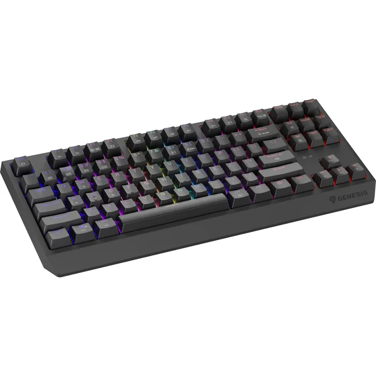Genesis Thor 230 TKL Wireless, Gaming-Tastatur mit RGB-Beleuchtung, Outemu Red Switches, kabellos/kabelgebunden, Grau