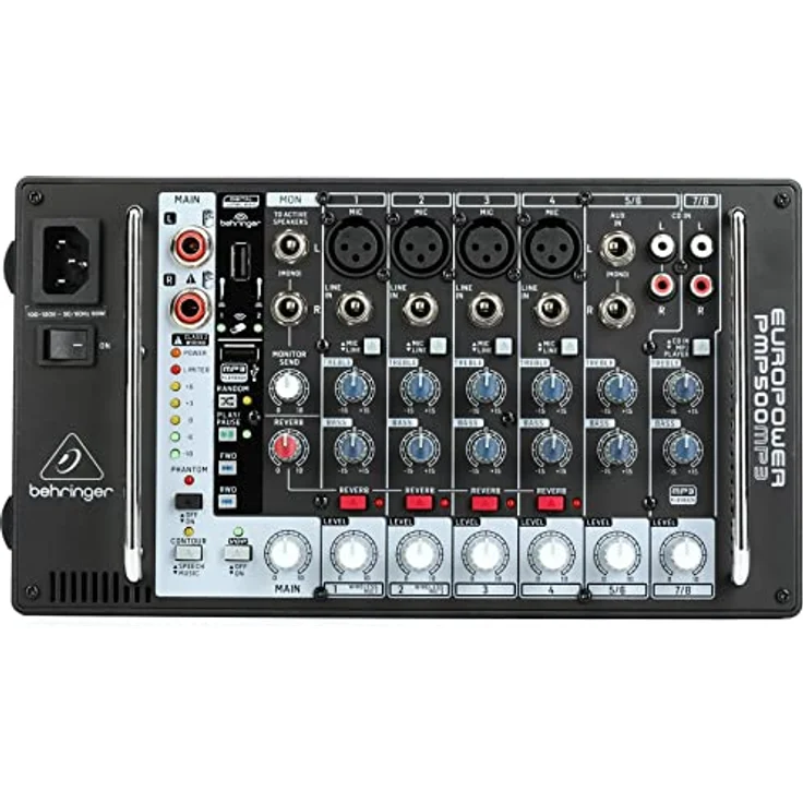 Behringer PMP500MP3 500W 8-Channel Powermixer, leistungsstarker PA Powermischer mit sorgfältiger Verarbeitung – Bild 1