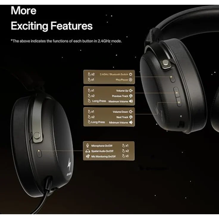 ATK Neptune N9 Pro, Kabelloses Gaming-Headset mit geringer Latenz und integriertem Mikrofon, schwarz – Bild 7