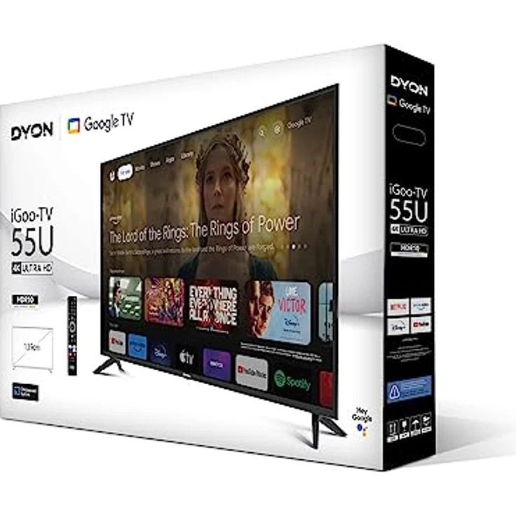 DYON iGoo-TV 55U 139cm (55 Zoll) Google TV (4K UHD, HD Triple Tuner, Prime Video, Netflix, Google Play Store für DAZN, Disney+, Apple TV+, Paramount+, waipu.tv UVM., Google Assistant) [Mod. 2023] – Bild 4