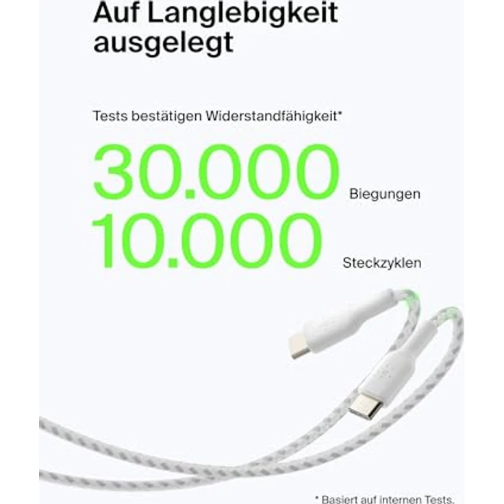 Belkin USB-C/USB-A Kabel ummantelt, 1 m, weiß – Bild 4