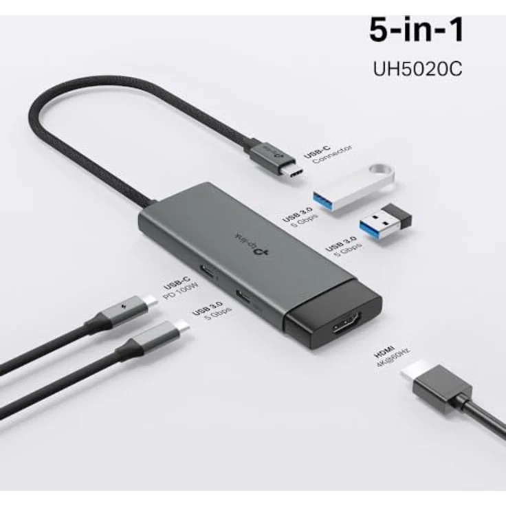 TP-Link UH5020C USB C Hub PD100W, 4K 60Hz HDMI, 1×USB-C 3.0, 2×USB-A 3.0, Plug & Play, Kompatibel mit Mac OS, Windows, Linux, iPadOS, iOS, Android, ChromeOS, Nintendo in Schwarz – Bild 4